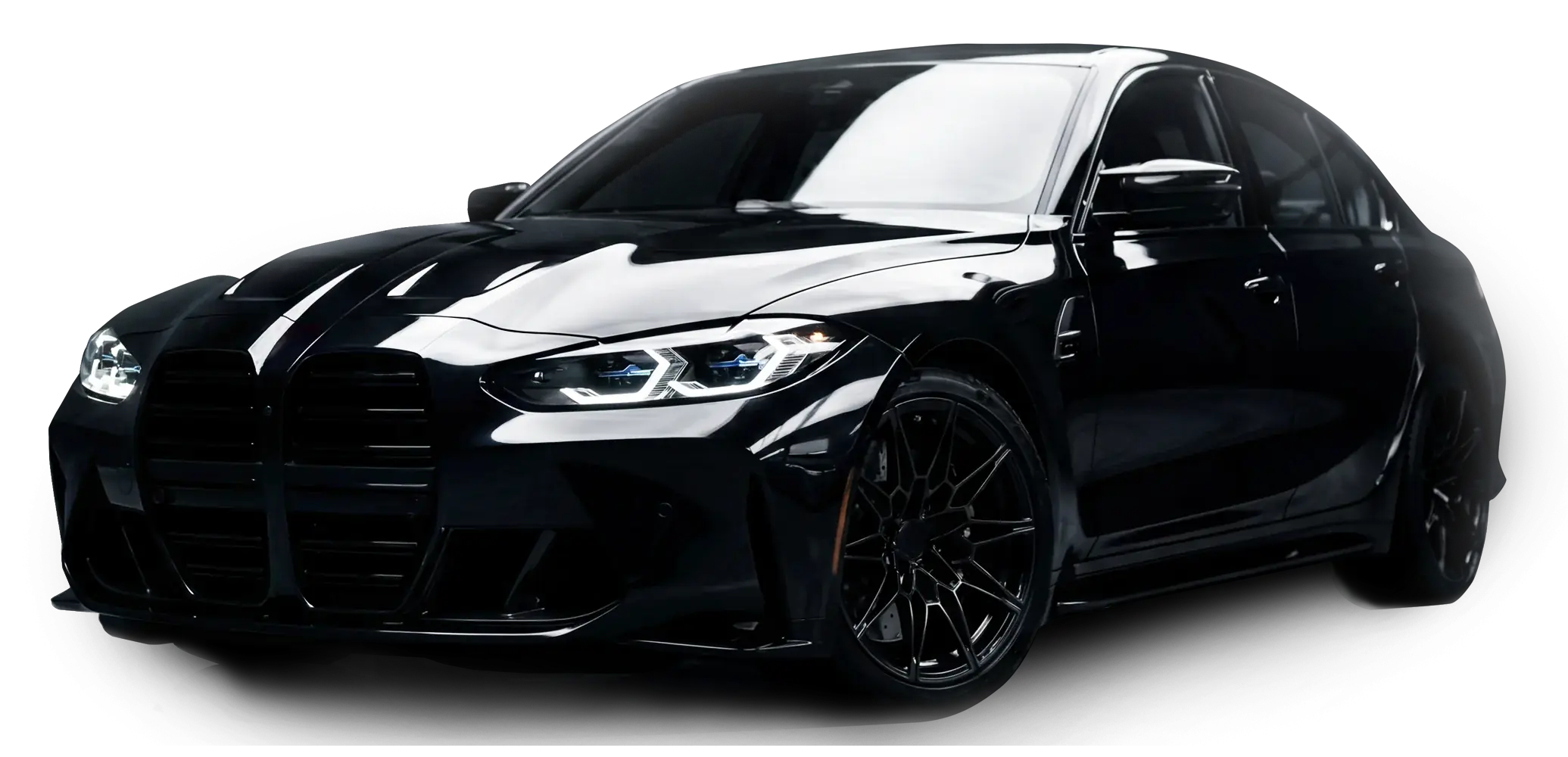 Blacked-out BMW M3 luxury sedan with premium ceramic window tint in Houston, TX